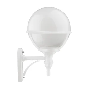 CLIC CLAC GLOBO wandlamp klassieke stijl – H. 40 cm x D.ø27 cm – E27 42W – polyamide – polycarbonaat bol – ip44 – wit
