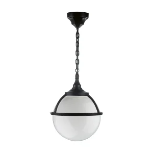 CLIC CLAC 6 klassieke stijl plafondlamp – H 75 cm x D.ø27 cm – E27 42W – opaal bol – polyamide – ip44 – zwart
