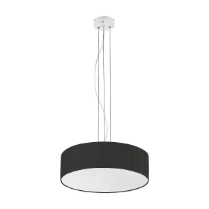 VORADA moderne stijl plafondlamp – D. ø60 cm x H. 150 cm – LED COB AC 25W – 3540 lm Y 3K – IP20 – lampenkap met synthetisch geplooid lint – staal en zwart