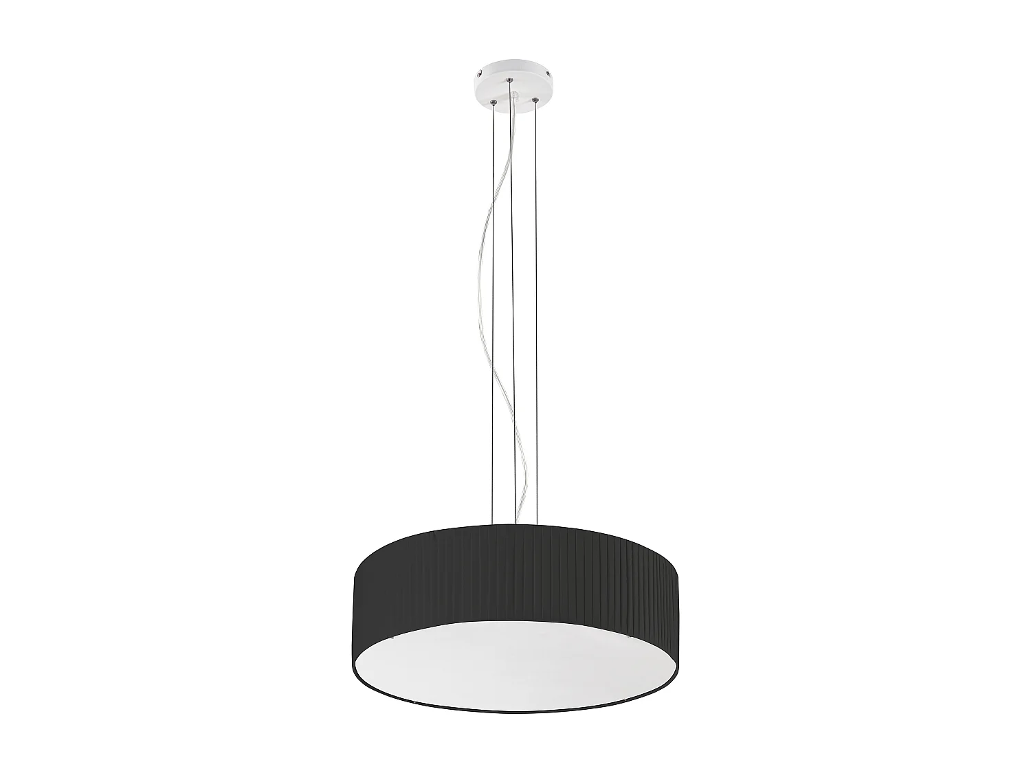 VORADA moderne stijl plafondlamp - D. ø60 cm x H. 150 cm - LED COB AC 25W - 3540 lm Y 3K - IP20 - lampenkap met synthetisch geplooid lint - staal en zwart