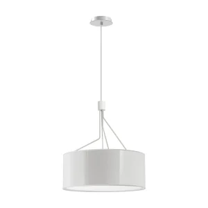 DIAGONAL plafondlamp moderne stijl – H. 150 cm – 3x E27 13W – kunststof lampenkap ø50 cm – staal en wit – IP20 – binnen DIAGONAL plafondlamp moderne stijl – H. 150 cm – 3x E27 13W – kunststof lampenkap ø50 cm – staal en wit – IP20 – binnen