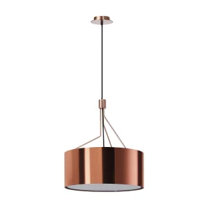 DIAGONAL plafondlamp moderne stijl – H 150 cm – 3x E27 13W – kunststof lampenkap ø50 cm – staal en koper – IP20 – binnen DIAGONAL plafondlamp moderne stijl – H 150 cm – 3x E27 13W – kunststof lampenkap ø50 cm – staal en koper – IP20 – binnen