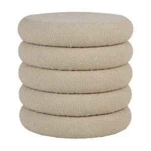 Brooklyn poef bouclé opslag Ø44cm beige. Brooklyn poef bouclé opslag Ø44cm beige.
