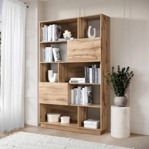 Boekenkast met 2 deuren en 8 nissen – Naturel – CEVANIA Boekenkast met 2 deuren en 8 nissen – Naturel – CEVANIA