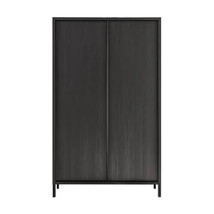 Buffet design met 2 deuren in hout collectie IRON. Kleur zwart eiken