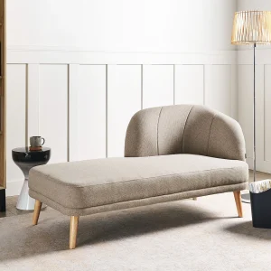 Chaise longue stof lichtbruin rechtszijdig TANLAY Chaise longue stof lichtbruin rechtszijdig TANLAY