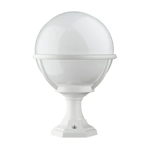 CLIC CLAC GLOBO Außenleuchte im klassischen Stil – H. 42 cm x T. ø27 cm – E27 42 W – Polyamid – Polycarbonat-Kugel – IP44 – Weiß