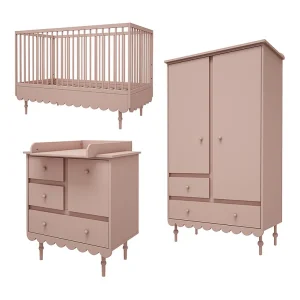 Complete babykamer meegroei ledikant 70×140 ladekast en kledingkast 2 deuren Wood Luck Babushka Roze Complete babykamer meegroei ledikant 70×140 ladekast en kledingkast 2 deuren Wood Luck Babushka Roze