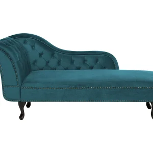 Chaise longue fluweel blauwgroen linkszijdig NIMES Chaise longue fluweel blauwgroen linkszijdig NIMES
