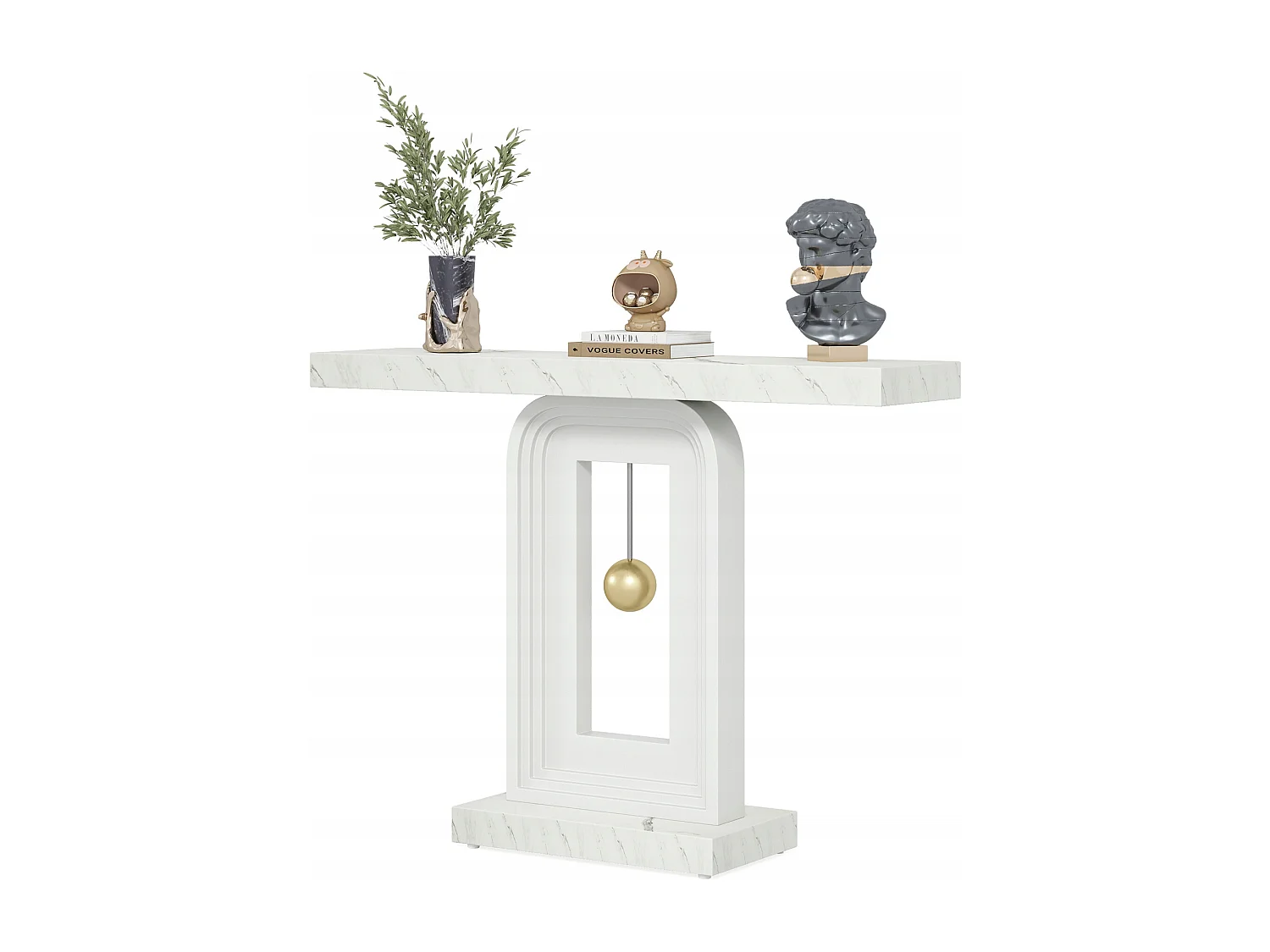Consoletafel Halmeubels, 100cm Marmeren Print Hal Haltafel met Pendelvoet