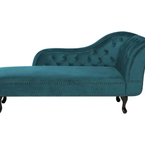 Chaise longue fluweel blauwgroen rechtszijdig NIMES Chaise longue fluweel blauwgroen rechtszijdig NIMES