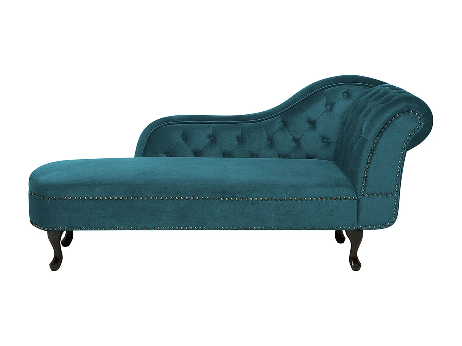Chaise longue fluweel blauwgroen rechtszijdig NIMES