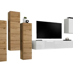 Design woonkamermeubelset uit de SWITCH III collectie. Kleur wotan eiken en hoogglans wit. Design woonkamermeubelset uit de SWITCH III collectie. Kleur wotan eiken en hoogglans wit.
