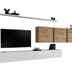 Design woonkamermeubelset uit de SWITCH VII collectie, in wit en eiken met gefreesde afwerkingen. Design woonkamermeubelset uit de SWITCH VII collectie, in wit en eiken met gefreesde afwerkingen.