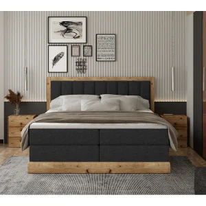 Continentalbed ALMA – Comfortabel ontwerp met een lengte van 152 cm, hoogwaardige matras, 140×200 cm – Kleur: Zwart