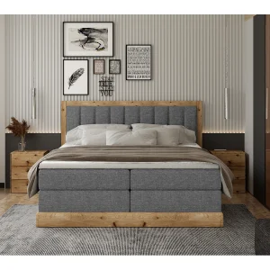 Continentalbed ALMA – Comfortabel ontwerp met een lengte van 152 cm, hoogwaardige matras, 140×200 cm – Kleur: Grafiet