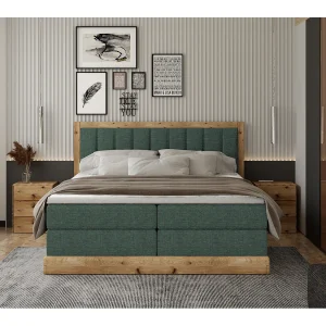 Continentalbed ALMA – Comfortabel ontwerp met een lengte van 152 cm, hoogwaardige matras, 140×200 cm – Kleur: Donkergroen