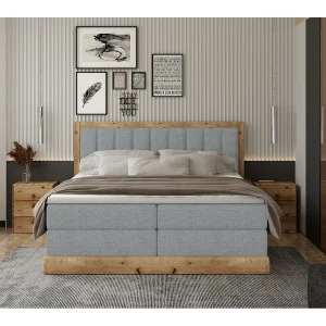 Continentalbed ALMA – Comfortabel ontwerp met een lengte van 152 cm, hoogwaardige matras, 140×200 cm – Kleur: Lichtgrijs