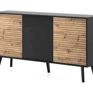 Commode WILLOW K-154 – 154 cm Breed, Metalen Poten, Opslag met Push-to-Open, Artisan Eiken, Modern