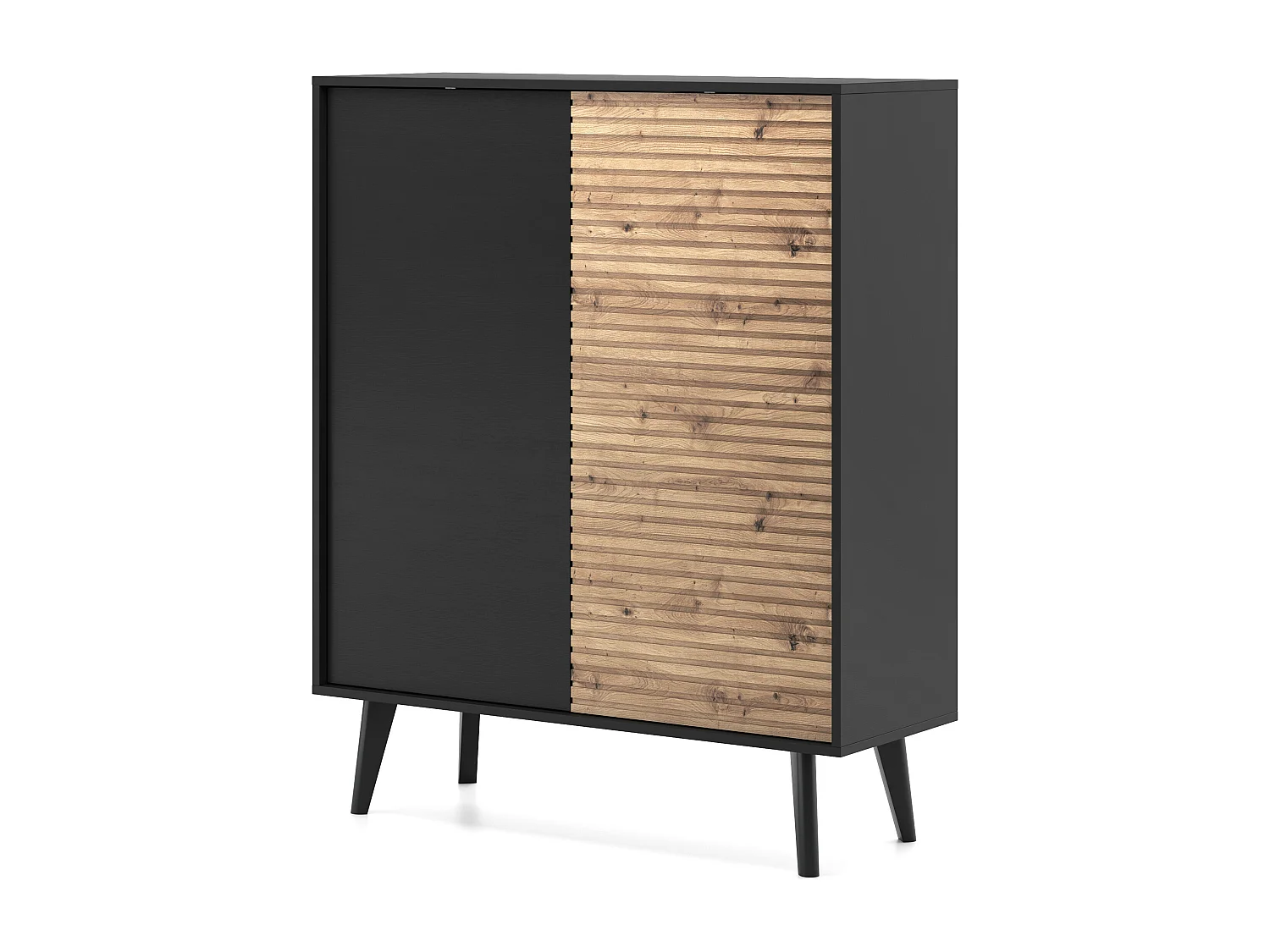 Commode WILLOW KD-104 – 104 cm Breed, 125 cm Hoog, 39 cm Diep, 2 Deuren, Zwart Artisan Eiken, Stabiele Constructie
