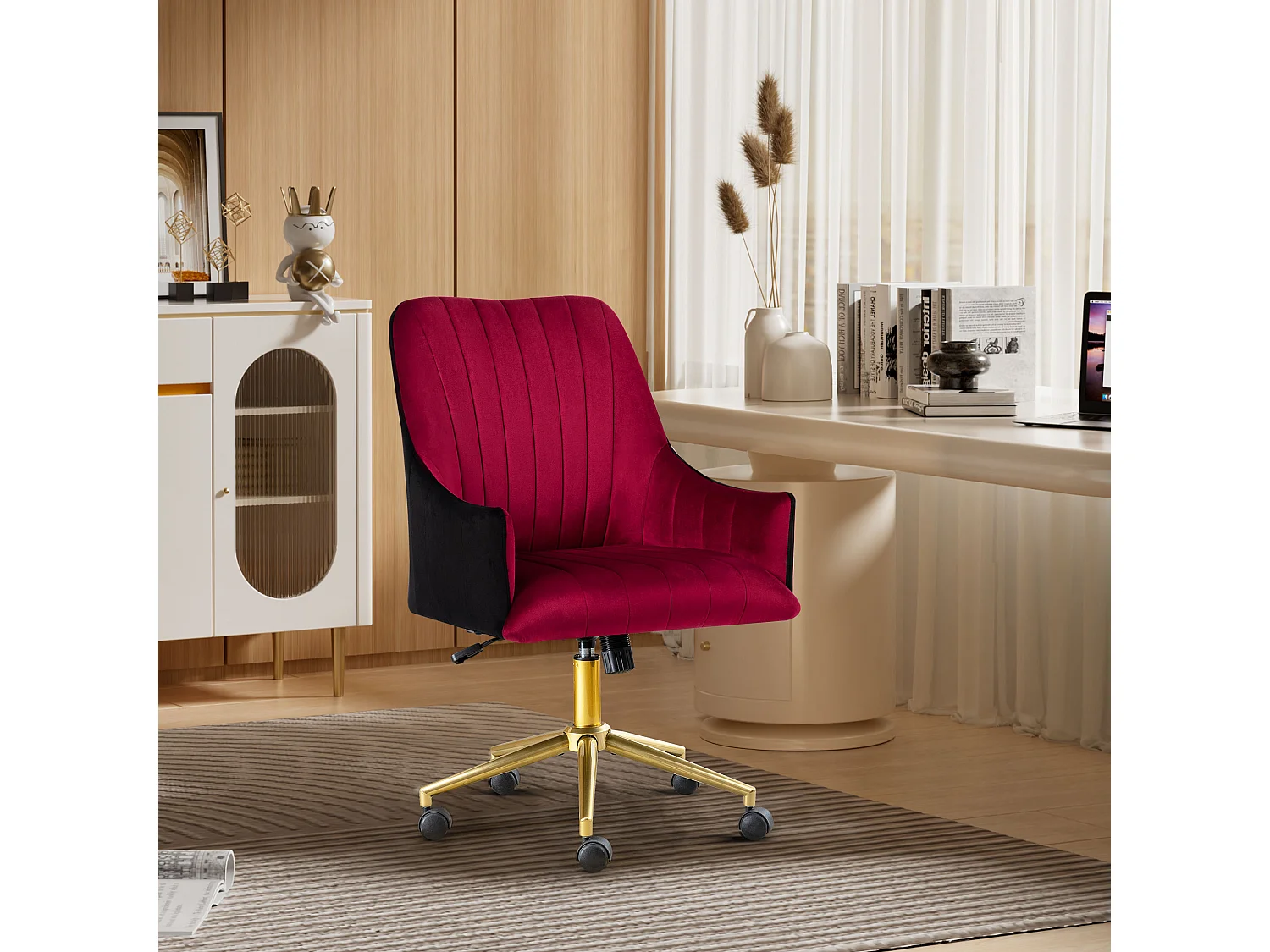 Bureaustoel in hoogte verstelbaar draaistoel fluwelen bureaustoel make-up stoel met wielen, fauteuil fluwelen stoel voor slaapkamer/studeerkamer