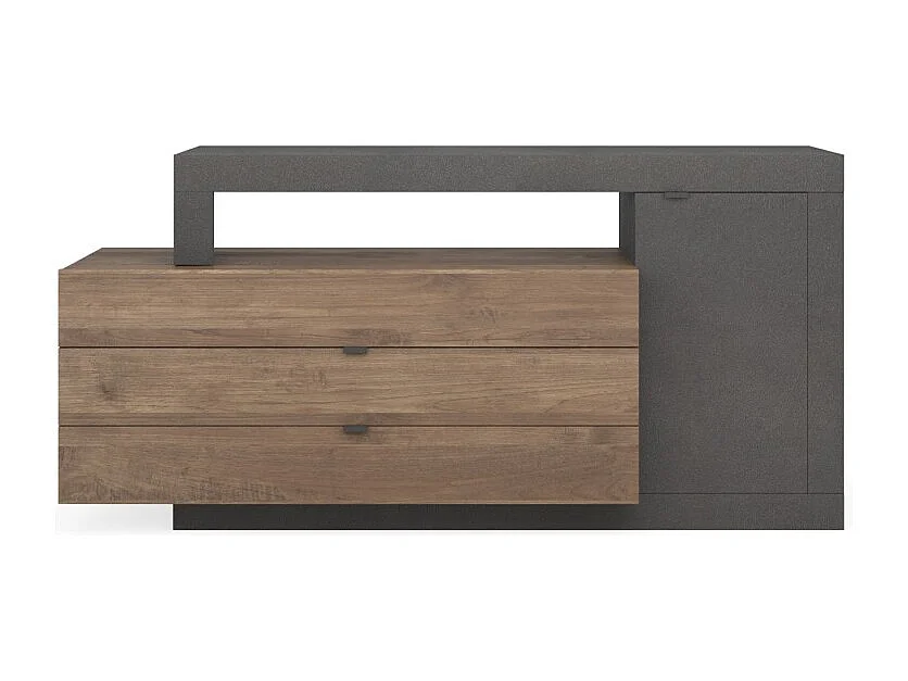 Buffet 1 deur 2 laden, collectie DOMI, betoneffect/antracietgrijs