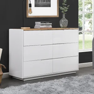 Ladekast AMANI – 6 laden – MDF – Witgelakt en eikenkleur – Koop nu eenvoudig online