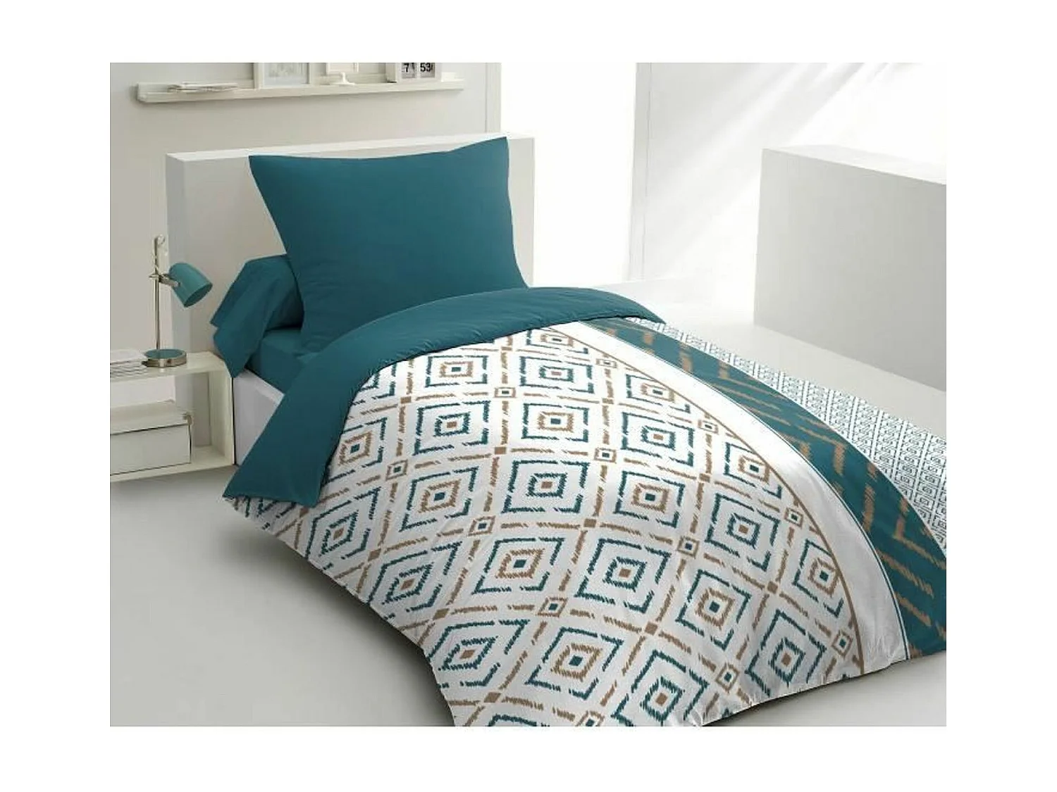 Dekbedset - 1 dekbedovertrek 140 x 200 cm + 1 kussensloop 63 x 63 cm - Eendblauw