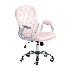 Bureaustoel Draaibaar PRINCESS Fluweel Pastelroze Bureaustoel Draaibaar PRINCESS Fluweel Pastelroze