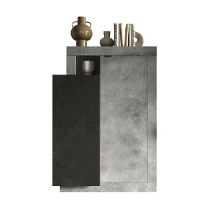 Buffet design met 2 deuren uit de DOMI collectie. Kleur in betoneffect en antracietgrijs