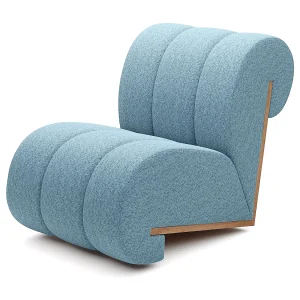 CATCH ME fauteuil, Comfortabele bekleding, 3D stof, Hoge weerstand, Houten details, Lichtblauwe kleur