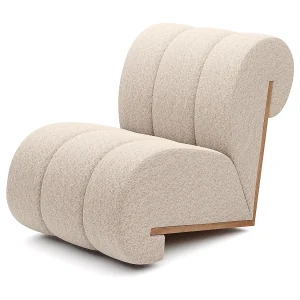 CATCH ME fauteuil, Comfortabele bekleding, 3D stof, Hoge weerstand, Houten details, Crème