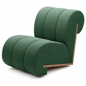 CATCH ME fauteuil, Comfortabele bekleding, 3D stof, Hoge weerstand, Houten details, Groene kleur