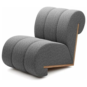 CATCH ME fauteuil, Comfortabele bekleding, 3D stof, Hoge weerstand, Houten details, Grijze kleur