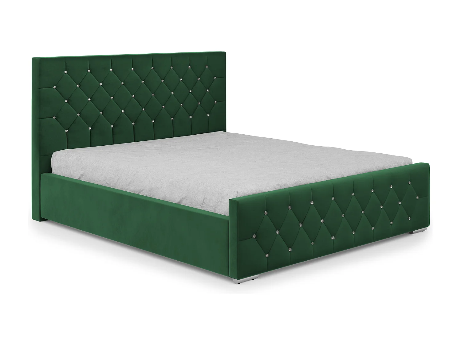 DomoHome - Mona I modern gestoffeerd bed, hoogwaardige stof, commode, elegant halfrond design 180x200 cm, groen