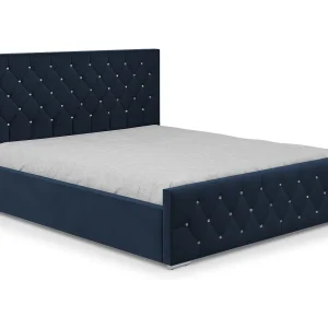 DomoHome – Modern gestoffeerd bed Mona I, hoogwaardige stof, commode, elegant halfrond design 160×200 cm, marineblauw DomoHome – Modern gestoffeerd bed Mona I, hoogwaardige stof, commode, elegant halfrond design 160×200 cm, marineblauw