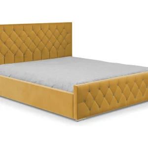 DomoHome – Duurzaam gestoffeerd bed Mona I, modern design, ruime opbergkist, onderhoudsvriendelijke stof 140×200 cm, geel DomoHome – Duurzaam gestoffeerd bed Mona I, modern design, ruime opbergkist, onderhoudsvriendelijke stof 140×200 cm, geel