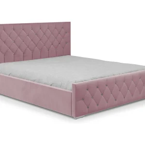 DomoHome – Mona I modern gestoffeerd bed, hoogwaardige stof, commode, elegant halfrond design 160×200 cm, roze DomoHome – Mona I modern gestoffeerd bed, hoogwaardige stof, commode, elegant halfrond design 160×200 cm, roze
