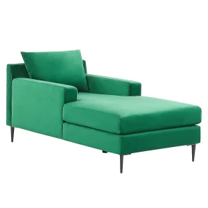 Chaise longue fluweel groen GUERET Chaise longue fluweel groen GUERET