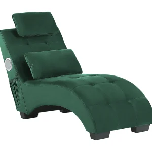Chaise longue met Bluetooth speaker en USB fluweel groen SIMORRE