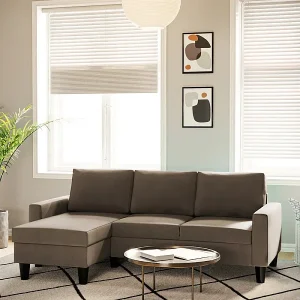 Bank 3 zitplaatsen Taupe avec chaise longue omkeerbaar rechts/linksche (226 x 140 x 85 cm) – FOX