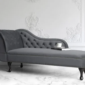 Chaise longue fluweel grijs linkszijdig NIMES Chaise longue fluweel grijs linkszijdig NIMES