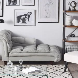 Chaise longue fluweel lichtgrijs linkszijdig LORMONT Chaise longue fluweel lichtgrijs linkszijdig LORMONT