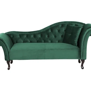Chaise longue fluweel donkergroen rechtszijdig LATTES Chaise longue fluweel donkergroen rechtszijdig LATTES