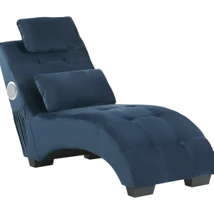 Chaise longue met Bluetooth speaker en USB fluweel blauw SIMORRE