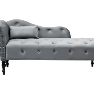 Chaise longue fluweel grijs linkszijdig IVRY Chaise longue fluweel grijs linkszijdig IVRY