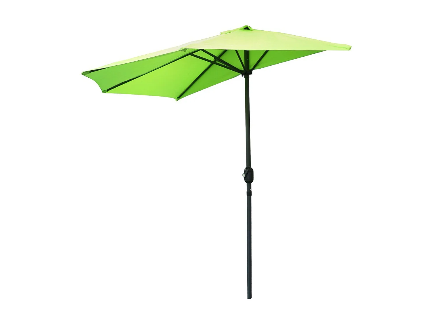 Demi-parasol muurmodel appelgroen – 270x135x230cm – Aluminium – Polyester doek 180g/m² – Kruk