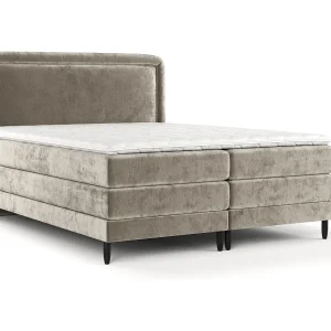 Boxspringbed met hoofdeinde van chenillestof – Dove – matras en dekmatras – 200×200 cm – beige Boxspringbed met hoofdeinde van chenillestof – Dove – matras en dekmatras – 200×200 cm – beige