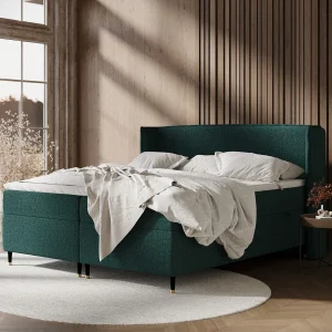 Boxspringbed van geweven stof Segni – matras – topper matras – 140×200 cm – groente