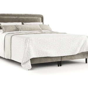 Boxspringbed met hoofdeinde van chenillestof – Dove – matras en dekmatras – 200×200 cm – beige Boxspringbed met hoofdeinde van chenillestof – Dove – matras en dekmatras – 200×200 cm – beige